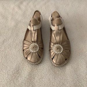Pikolinos Pewter and Ivory Sandels